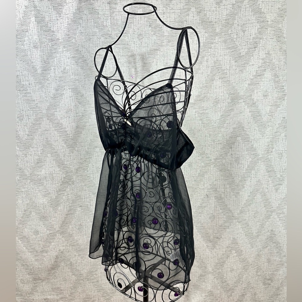 Ravissante Toute la nuit black sheer lingerie babydoll size M/L - Picture 5 of 8